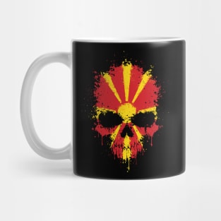 Chaotic Macedonian Flag Splatter Skull Mug